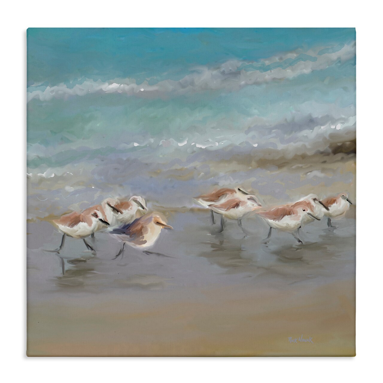 Stupell Industries Coastal Sandpipers Beach Waves Shore Canvas Design By Rick Novak